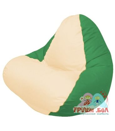 Живое кресло-мешок RELAX зелёное , сидушка светло - бежевая