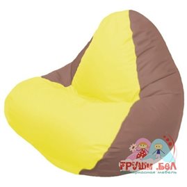 Живое кресло-мешок RELAX коричневое, сидушка жёлтая