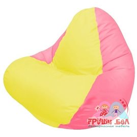 Живое кресло-мешок RELAX розовое, сидушка жёлтая