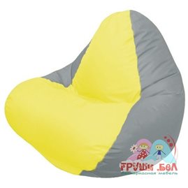 Живое кресло-мешок RELAX серое, сидушка жёлтая