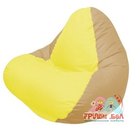 Живое кресло-мешок RELAX тёмно-бежевое, сидушка жёлтая