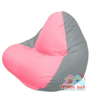 Живое кресло-мешок RELAX серое, сидушка розовая