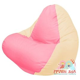 Живое кресло-мешок RELAX светло-бежевое, сидушка розовая