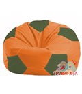 Живое кресло-мешок Мяч оранжевый - тёмно-оливковый М 1.1-211