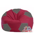 Бескаркасное кресло-мешок Мяч бордовый - серый М 1.1-303