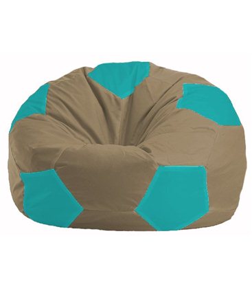 Бескаркасное кресло-мешок Мяч бежевый - бирюзовый М 1.1-98