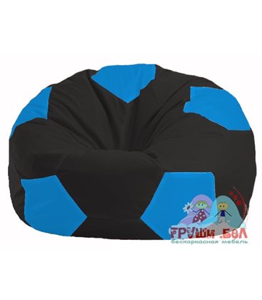 Бескаркасное кресло-мешок Мяч чёрный - голубой М 1.1-395