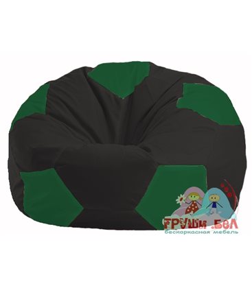 Бескаркасное кресло-мешок Мяч чёрный - зелёный М 1.1-397