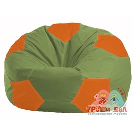 Бескаркасное кресло-мешок Мяч оливковый - оранжевый М 1.1-227