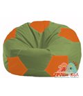 Бескаркасное кресло-мешок Мяч оливковый - оранжевый М 1.1-227