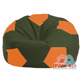 Бескаркасное кресло-мешок Мяч тёмно-оливковый - оранжевый М 1.1-56