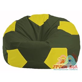 Бескаркасное кресло-мешок Мяч тёмно-оливковый - жёлтый М 1.1-57