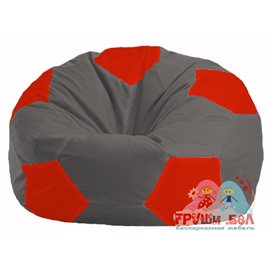 Бескаркасное кресло-мешок Мяч тёмно-серый - красный М 1.1-362