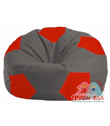 Бескаркасное кресло-мешок Мяч тёмно-серый - красный М 1.1-362