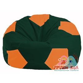 Бескаркасное кресло-мешок Мяч тёмно-зелёный - оранжевый М 1.1-64