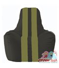Живое кресло-мешок Спортинг чёрный - оливковый С1.1-399