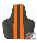 Живое кресло-мешок Спортинг чёрный - оранжевый С1.1-400