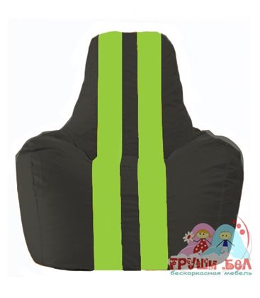 Живое кресло-мешок Спортинг чёрный - салатовый С1.1-466