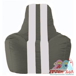 Живое кресло-мешок Спортинг тёмно-серый - белый С1.1-357