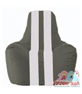 Живое кресло-мешок Спортинг тёмно-серый - белый С1.1-357