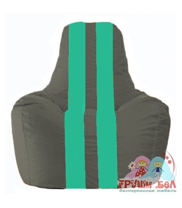 Живое кресло-мешок Спортинг тёмно-серый - бирюзовый С1.1-465