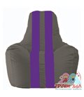 Живое кресло-мешок Спортинг тёмно-серый - фиолетовый С1.1-370