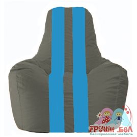 Живое кресло-мешок Спортинг тёмно-серый - голубой С1.1-359
