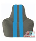 Живое кресло-мешок Спортинг тёмно-серый - голубой С1.1-359