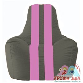 Живое кресло-мешок Спортинг тёмно-серый - розовый С1.1-364