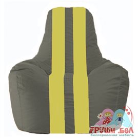 Живое кресло-мешок Спортинг тёмно-серый - жёлтый С1.1-360
