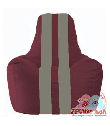 Живое кресло-мешок Спортинг бордовый - серый С1.1-303