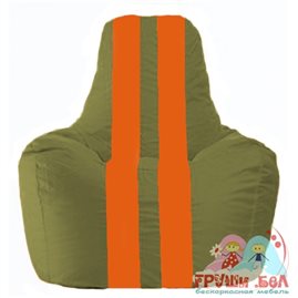 Живое кресло-мешок Спортинг оливковый - оранжевый С1.1-227