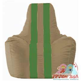Живое кресло-мешок Спортинг бежевый - зелёный С1.1-94