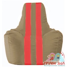Живое кресло-мешок Спортинг бежевый - красный С1.1-92