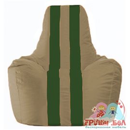 Живое кресло-мешок Спортинг бежевый - тёмно-зелёный С1.1-83