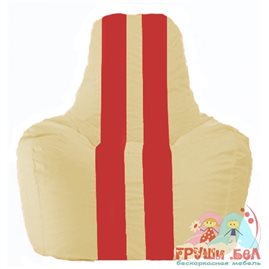 Живое кресло-мешок Спортинг светло-бежевый - красный С1.1-145