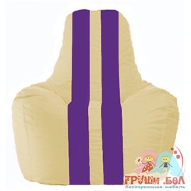 Живое кресло-мешок Спортинг светло-бежевый - фиолетовый С1.1-132