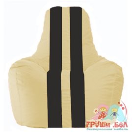 Живое кресло-мешок Спортинг светло-бежевый - чёрный С1.1-130