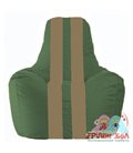 Живое кресло-мешок Спортинг тёмно-зелёный - бежевый С1.1-60