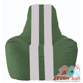 Живое кресло-мешок Спортинг тёмно-зелёный - белый С1.1-76