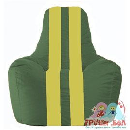 Живое кресло-мешок Спортинг тёмно-зелёный - жёлтый С1.1-65