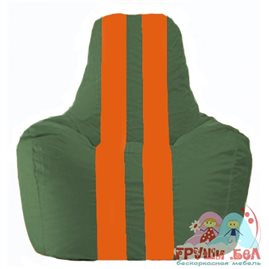 Живое кресло-мешок Спортинг тёмно-зелёный - оранжевый С1.1-64