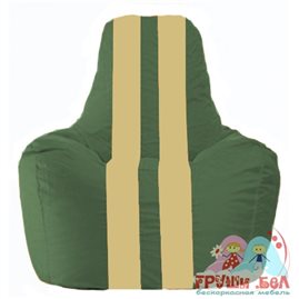 Живое кресло-мешок Спортинг тёмно-зелёный - светло-бежевый С1.1-62