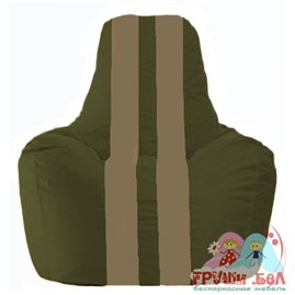 Живое кресло-мешок Спортинг тёмно-оливковый - бежевый С1.1-52