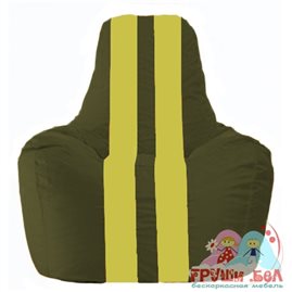 Живое кресло-мешок Спортинг тёмно-оливковый - жёлтый С1.1-57