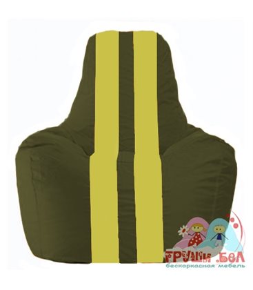 Живое кресло-мешок Спортинг тёмно-оливковый - жёлтый С1.1-57