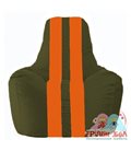 Живое кресло-мешок Спортинг тёмно-оливковый - оранжевый С1.1-56