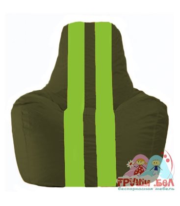 Живое кресло-мешок Спортинг тёмно-оливковый - салатовый С1.1-55