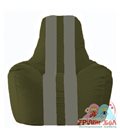 Живое кресло-мешок Спортинг тёмно-оливковый - серый С1.1-53