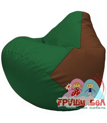 Живое кресло-мешок Груша Г2.3-0107 зелёный, коричневый